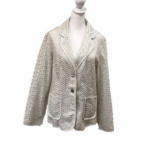 SUSAN Graver Style linen blend eyelet blazer. Size M.